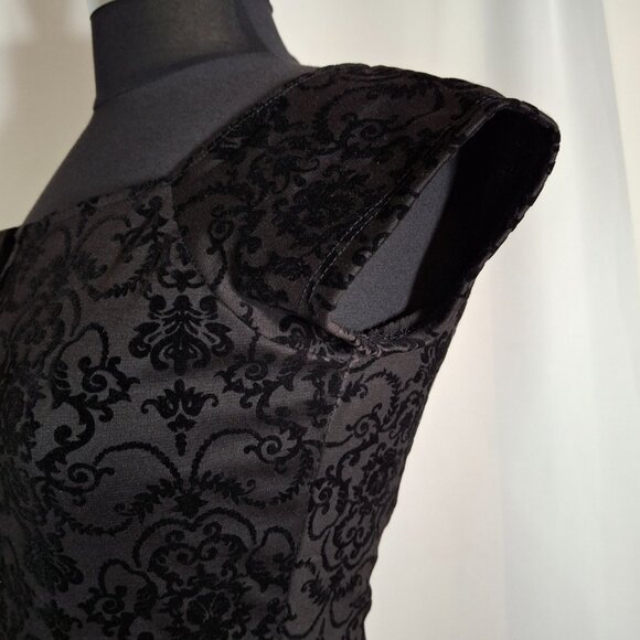Holiday Party Burnout Velvet Flocked Peplum Corset Cap Sleeves Size M Sweetheart - Picture 10 of 16